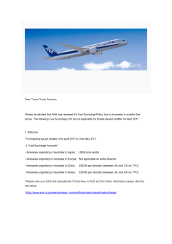 Dear Travel Trade Partners, Please be advised that ANA has