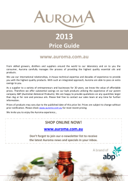 2013 Auroma price list - Australian Botanical Products