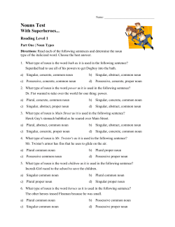 Nouns Test - Ereading Worksheets
