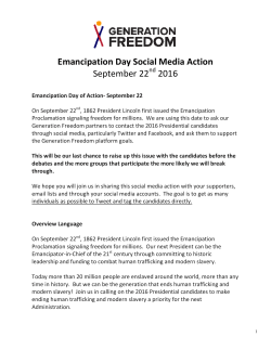 Emancipation Day Socia September 22 Emancipation Day Social
