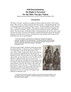 Self-Determination, the Right to Secession for the Din&eacute; (Navajo