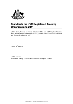 Standards for NVR Registered Training Organisations 20111
