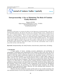 Entrepreneurship: A Key to Minimizing The Risks Of Tunisian Family