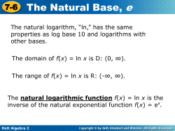 7-6 The Natural Base, e
