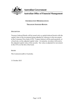 Page 1 of 28 Treasury Indexed Bonds will be issued only as capital