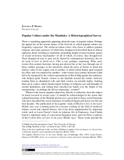 Popular Culture under the Mamluks: A Historiographical Survey