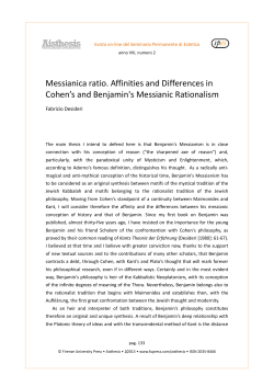 Messianica ratio. Affinities and Differences in Cohen`s