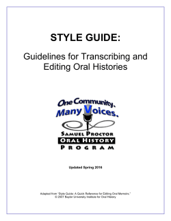 SPOHP Style Guide - Samuel Proctor Oral History Program