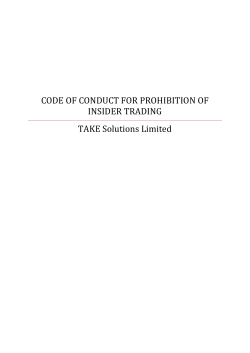 code of conduct for prohibition of insider trading
