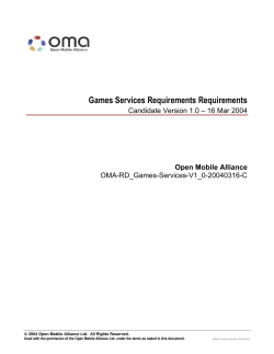Games Services Requirements Requirements