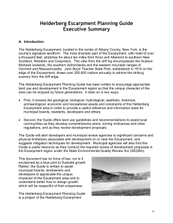Helderberg Escarpment Planning Guide Executive Summary