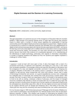 Digital Amnesia and the Demise of a Learning Community