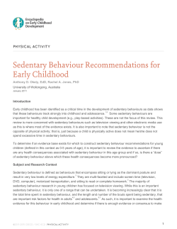 Sedentary Behaviour Recommendations for Early Childhood