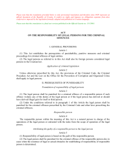 ACT ON THE RESPONSIBILITY OF LEGAL PERSONS FOR THE