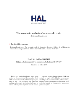 The economic analysis of product diversity - Hal-SHS