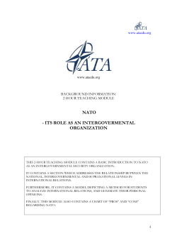 NATO - ITS ROLE AS AN INTERGOVERMENTAL ORGANIZATION