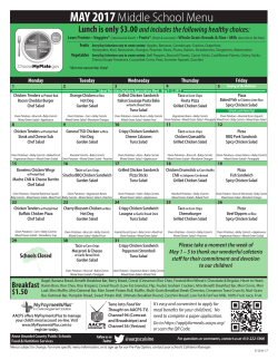 MAY 2017 Middle School Menu