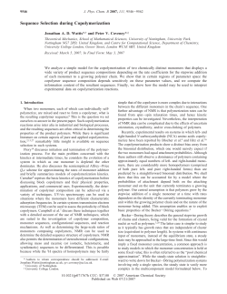 Sequence Selection during Copolymerization