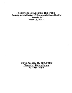 Testimony in Support of H.B. #682 Pennsylvania House of
