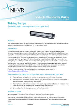 Driving Lamps - National Heavy Vehicle Regulator