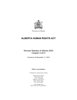 Alberta Human Rights Act - Alberta Queen`s Printer