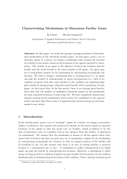 Characterizing Mechanisms in Obnoxious Facility Game 1 Introduction
