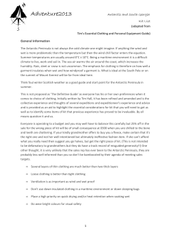 Antarctic Essential Clothing and Personal Equipment Guide