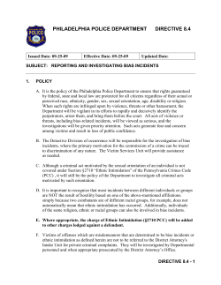 bias incidents - Philadelphia Police Department