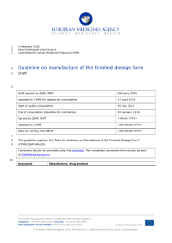 Guideline on manufacture of the finished dosage - EMA