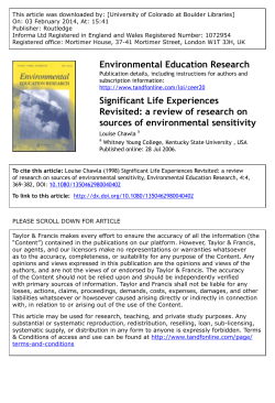 Significant Life Experiences Revisited
