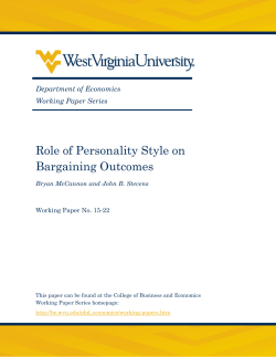 Role of Personality Style on Bargaining Outcomes