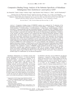 Comparative Binding Energy Analysis of the Substrate