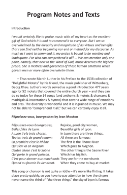 Program Notes and Texts - La Crosse Chamber Chorale