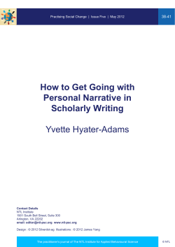 How to Get Going with Personal Narrative in Scholarly Writing Yvette