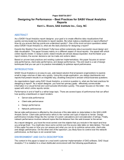 Designing for Performance &ndash; Best Practices for SAS