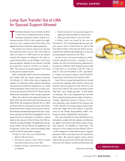 Lump-Sum Transfer Out of LIRA for Spousal Support Allowed
