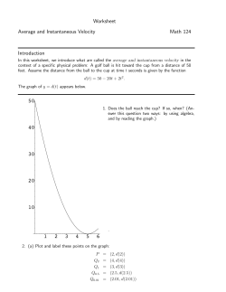 Worksheet Average and Instantaneous Velocity Math 124