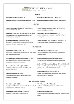 NIBBLES Mixed Olives with Ciabatta £3.00 Toasted Ciabatta with