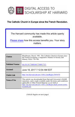 The Catholic Church in Europe since the French Revolution. A