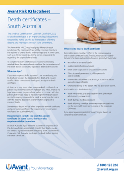 Death certificates &ndash; South Australia