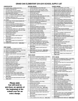 GRAND OAK ELEMENTARY 2014-2015 SCHOOL SUPPLY LIST