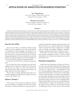 APPLICATION OF ANALYTICS IN BUSINESS STRATEGY