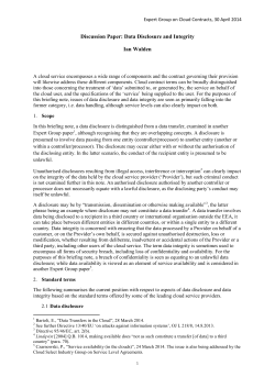 Discussion Paper: Data Disclosure and Integrity Ian Walden