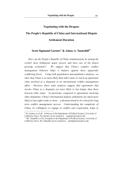 Negotiating with the Dragon: The People`s Republic of China and
