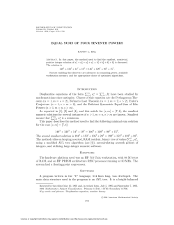 EQUAL SUMS OF FOUR SEVENTH POWERS Introduction