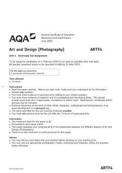 A-level Art and Design Question paper Unit 04 - Photography