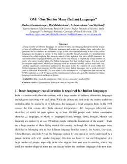 OM: &ldquo;One Tool for Many (Indian) Languages&rdquo; 1. Inter