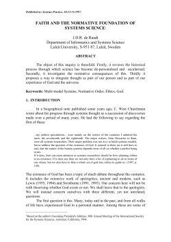 Faith and the Normative Foundation of Systems Science