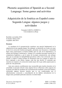 Phonetic acquisition of Spanish as a Second