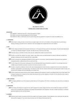 4ELEMENTS TENTS TERMS AND CONDITIONS OF HIRE